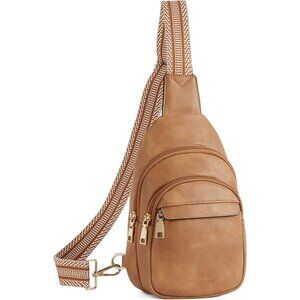 Leather Sling 0-camel Bag Women Small Crossbody Fanny Pack Shoulder Chest Bag